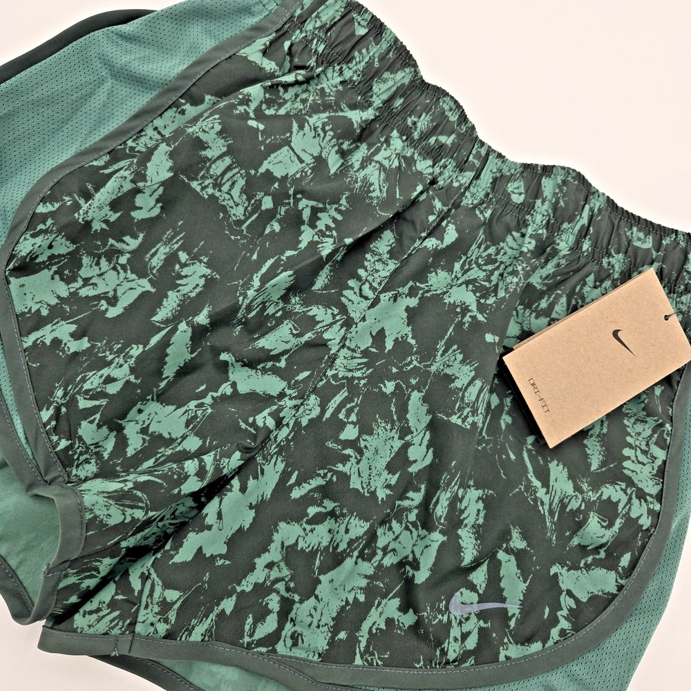 Nike Womens Tempo Dri-FIT Running Shorts Green Black Abstract FZ3482-338 XS